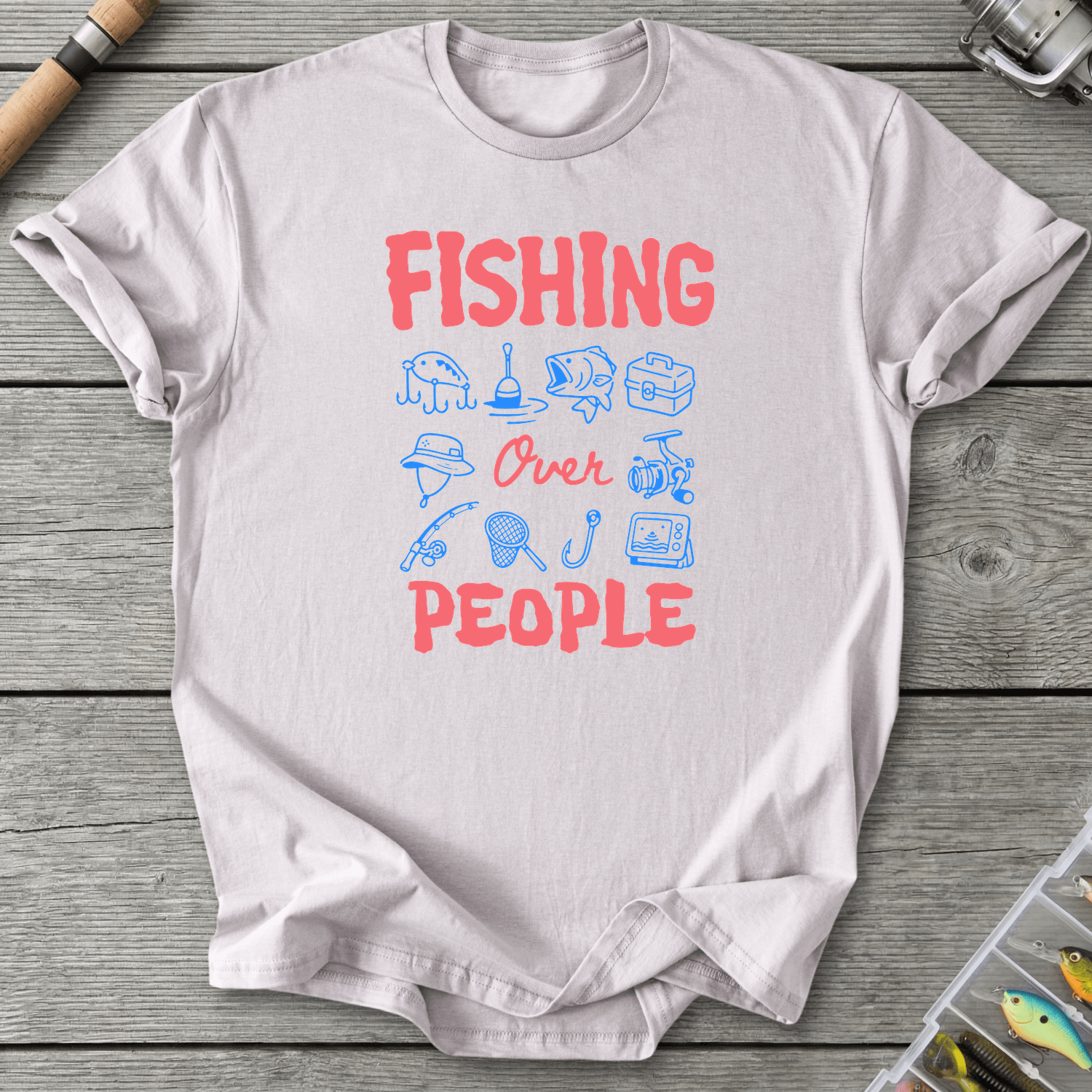 Fishing Over People T-Shirt in Ice Grey | River Giants Club