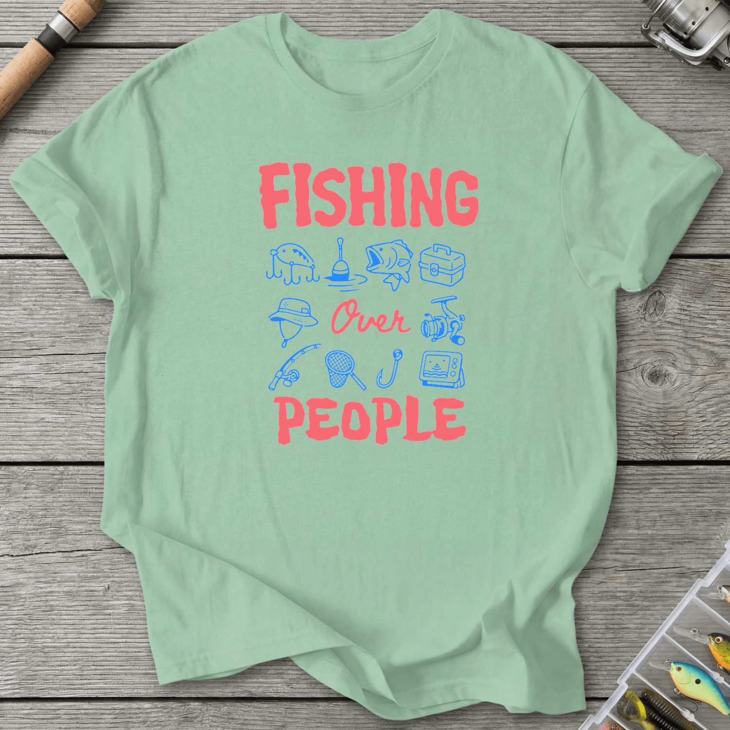 Fishing Over People T-Shirt in Mint Green | River Giants Club