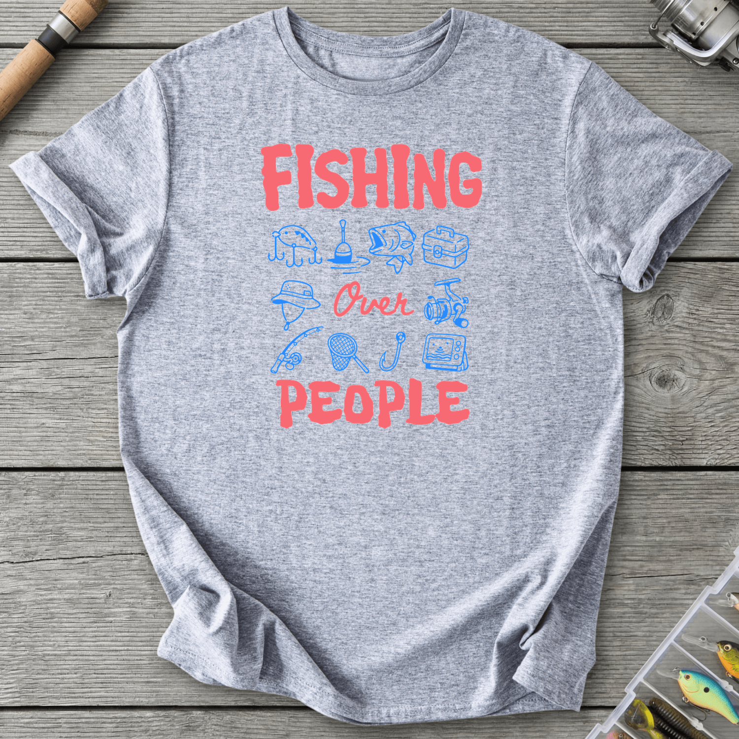 Fishing Over People T-Shirt in Sport Grey | River Giants Club