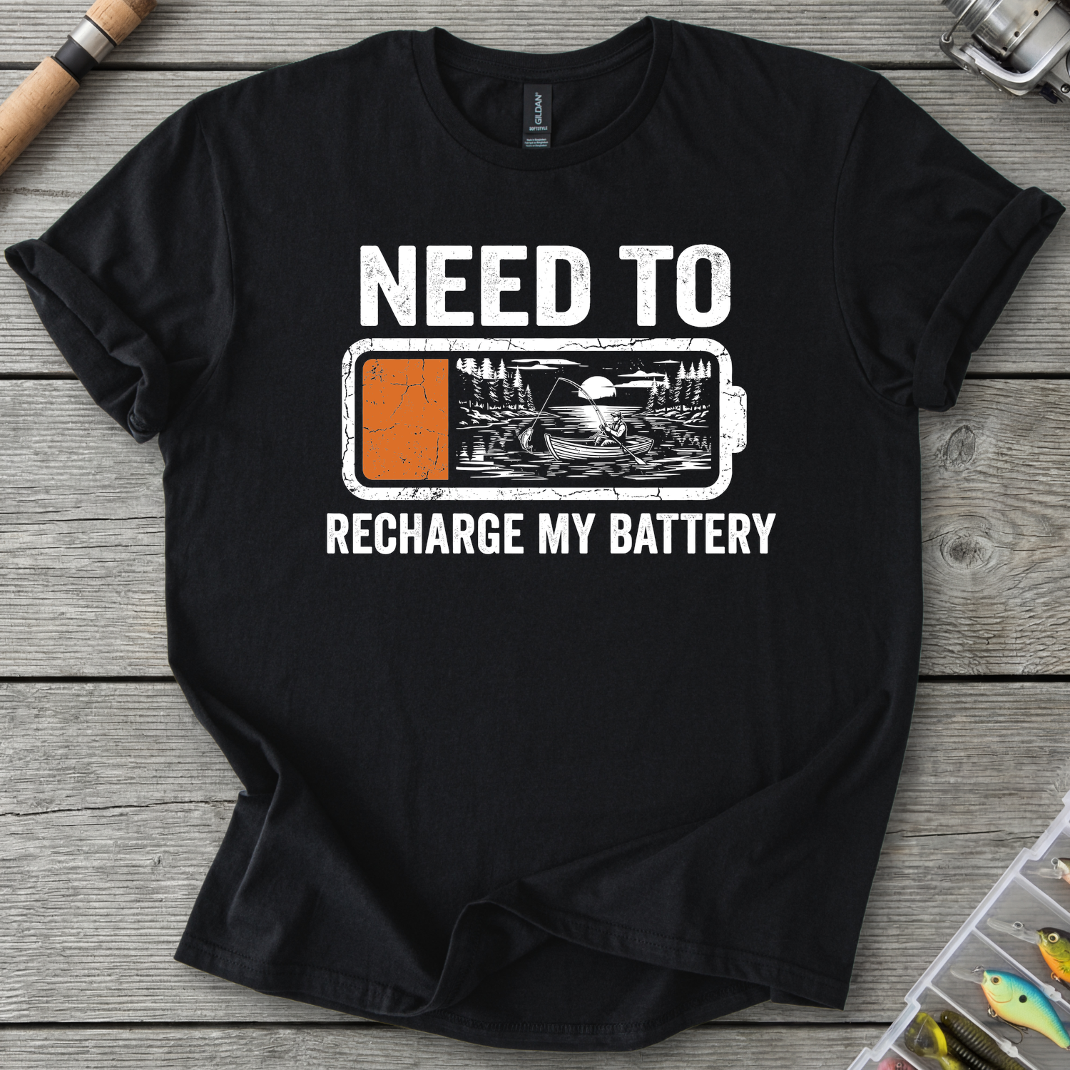 Fishing Recharge My Battery T-Shirt in Black | River Giants Club