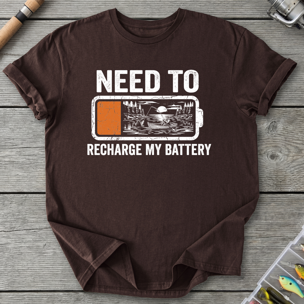 Fishing Recharge My Battery T-Shirt in Dark Chocolate | River Giants Club