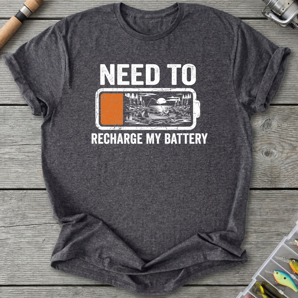 Fishing Recharge My Battery T-Shirt in Dark Heather Grey | River Giants Club