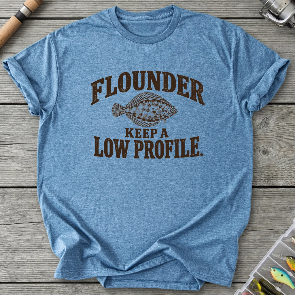 Flounder Keep A Low Profile T-Shirt in Heather Indigo | River Giants Club