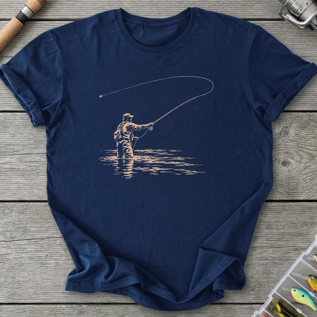 Fly Angler Overhead Loop T-Shirt in Navy | River Giants Club