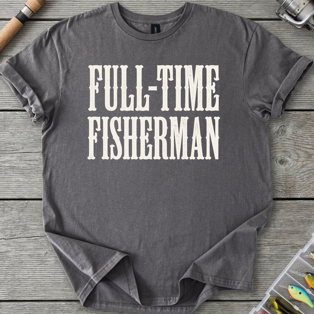 Full Time Fisherman T-Shirt in Charcoal | River Giants Club