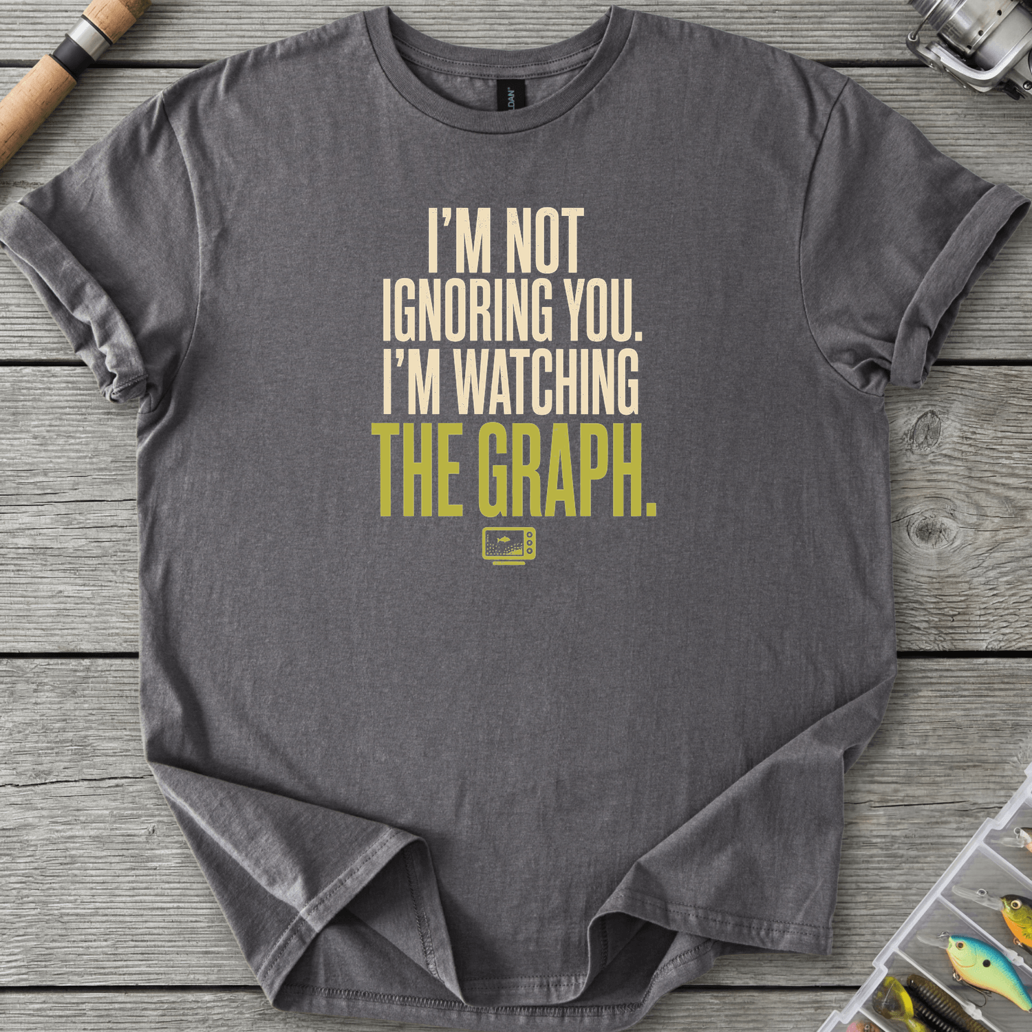 Funny Fish Finder T-Shirt in Charcoal | River Giants Club
