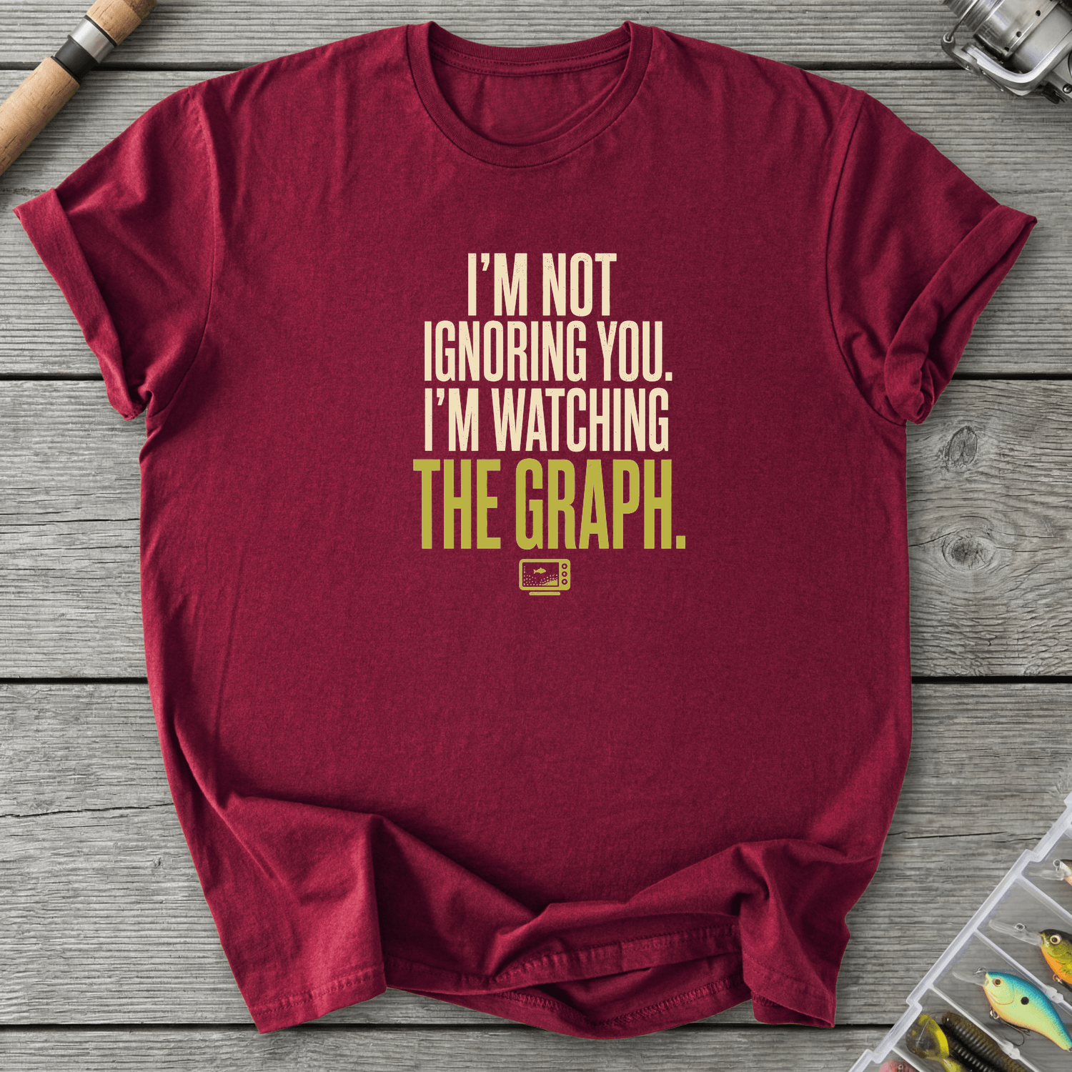 Funny Fish Finder T-Shirt in Maroon | River Giants Club