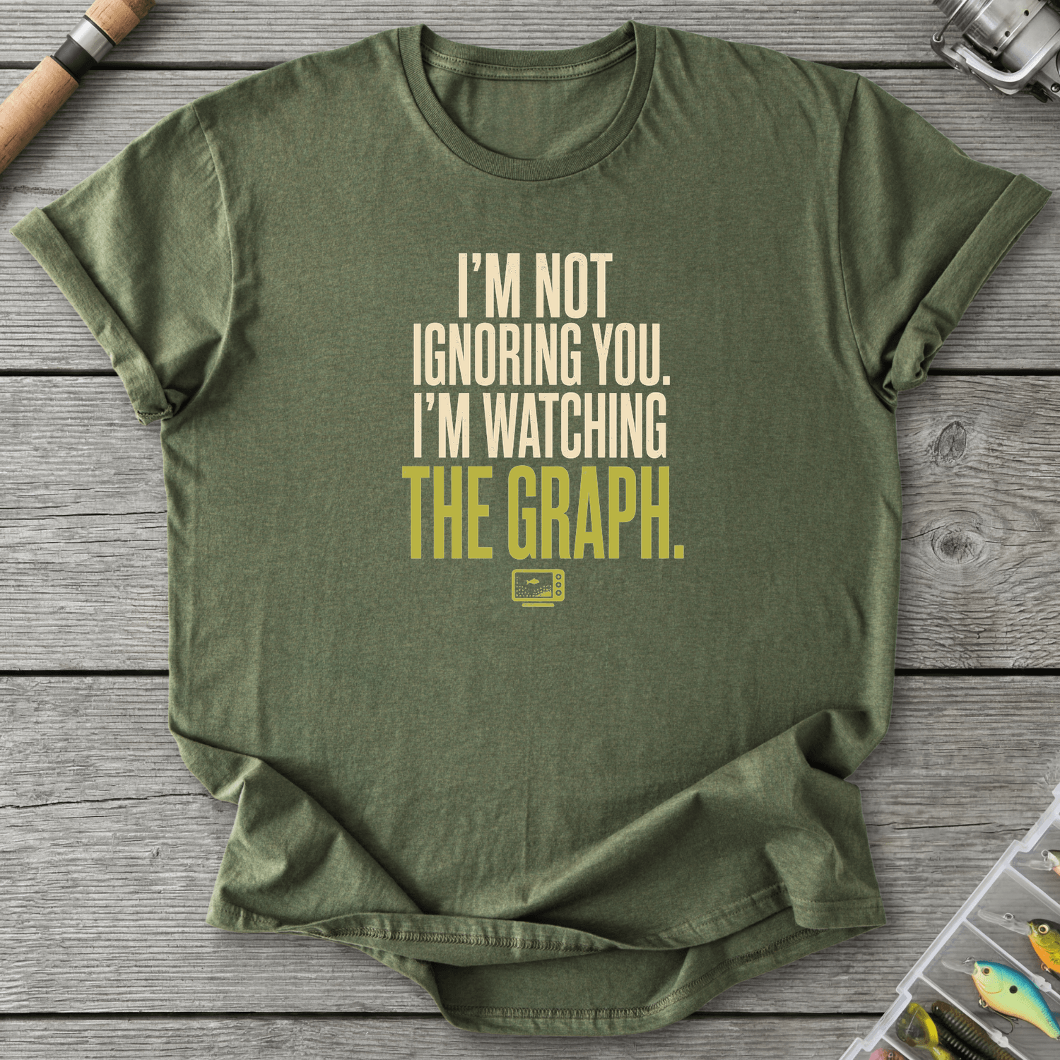 Funny Fish Finder T-Shirt in Military Green | River Giants Club