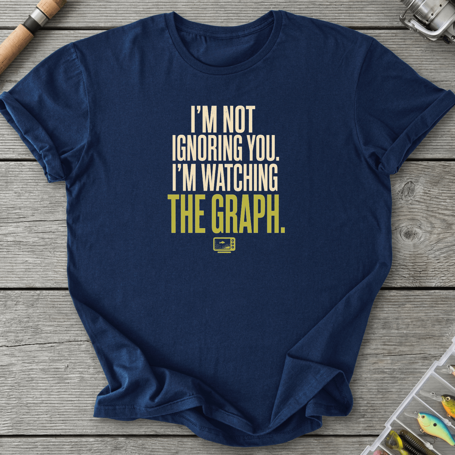 Funny Fish Finder T-Shirt in Navy | River Giants Club