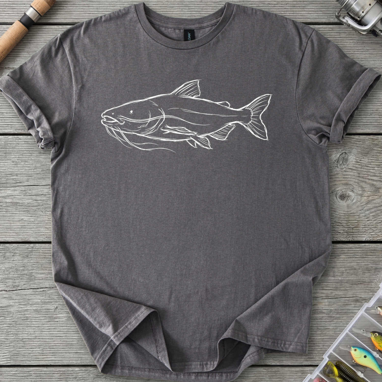 Giant Catfish Sketch Graphic T-Shirt in Charcoal | River Giants Club