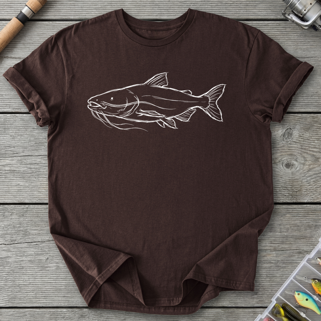 Giant Catfish Sketch Graphic T-Shirt in Dark Chocolate | River Giants Club