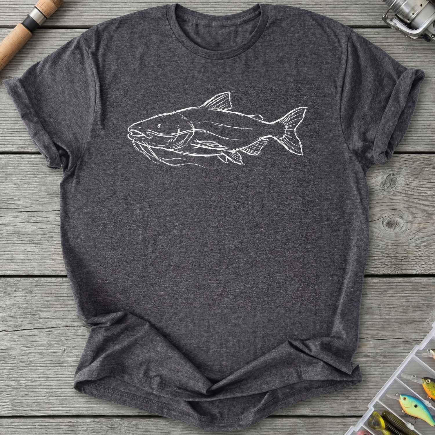 Giant Catfish Sketch Graphic T-Shirt in Dark Heather Grey | River Giants Club