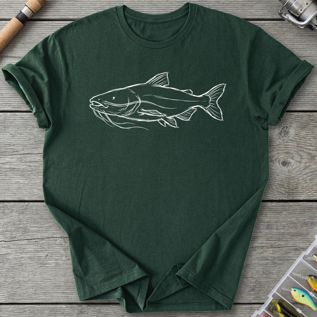 Giant Catfish Sketch Graphic T-Shirt in Forest Green | River Giants Club