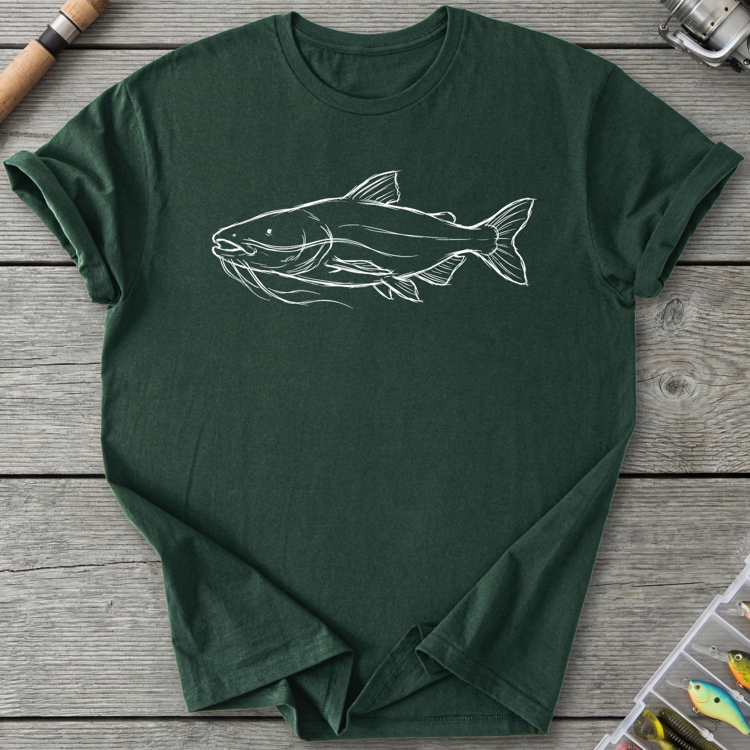 Giant Catfish Sketch Graphic T-Shirt in Forest Green | River Giants Club