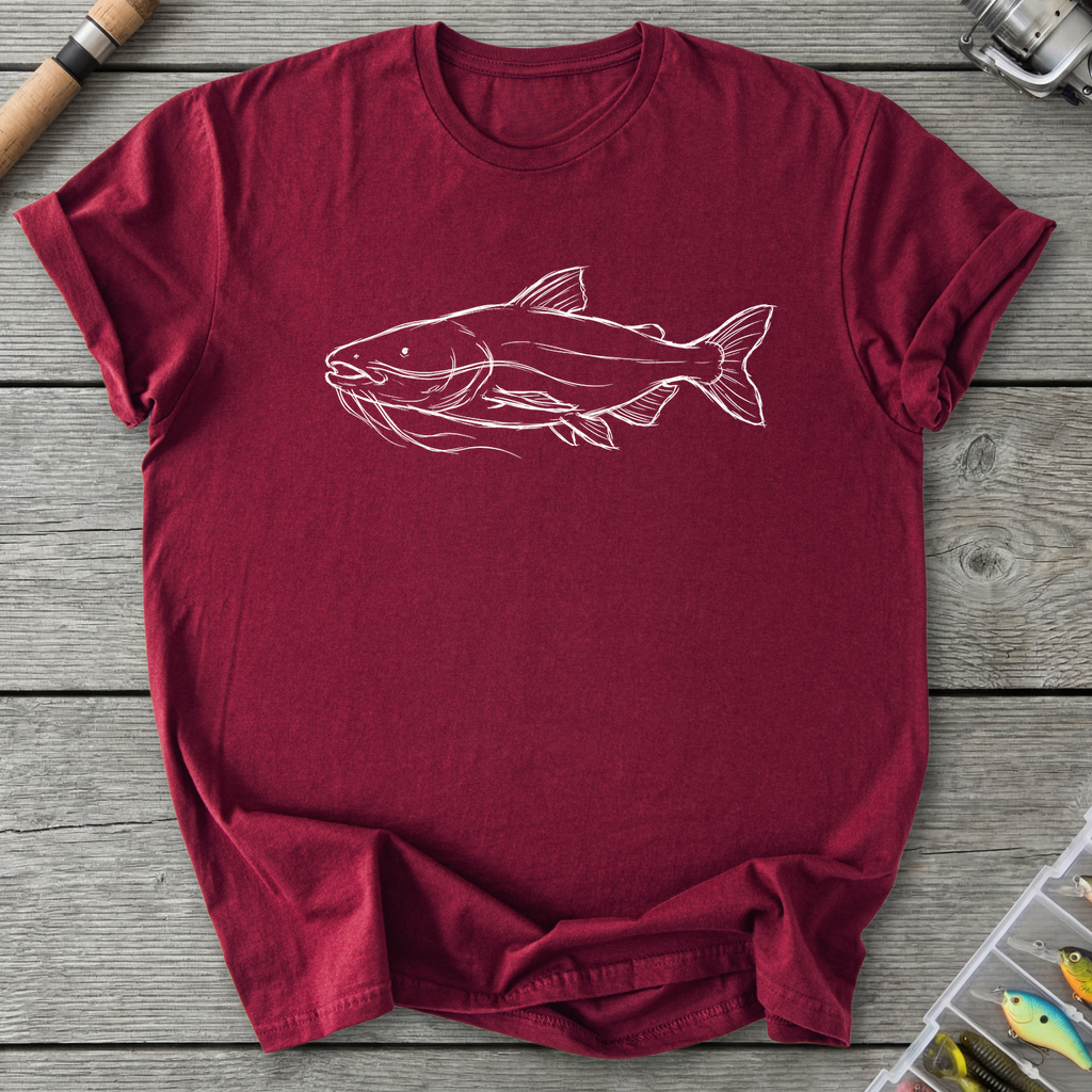 Giant Catfish Sketch Graphic T-Shirt in Maroon | River Giants Club