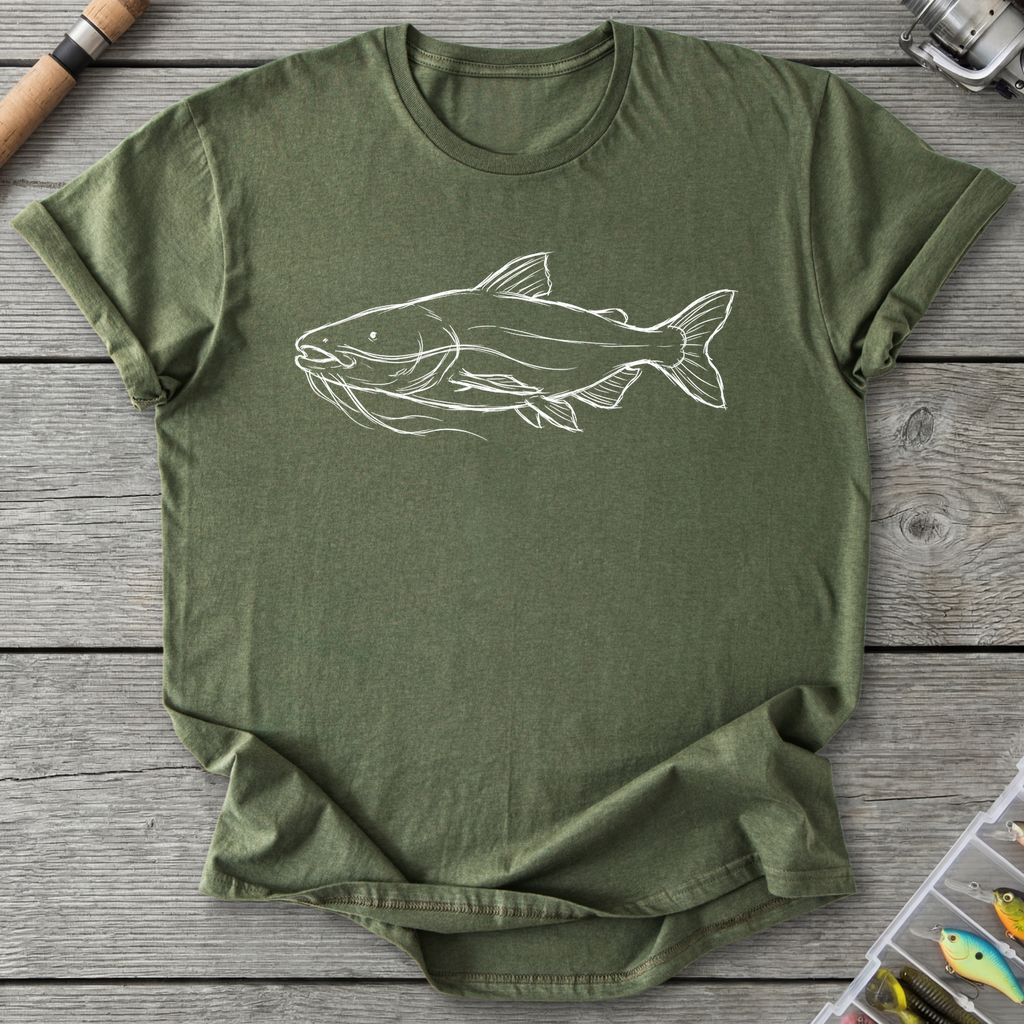 Giant Catfish Sketch Graphic T-Shirt in Military Green | River Giants Club