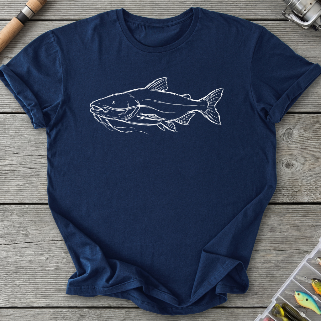 Giant Catfish Sketch Graphic T-Shirt in Navy | River Giants Club