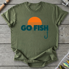 GO FISH Retro Sunset T-Shirt in Military Green | River Giants Club