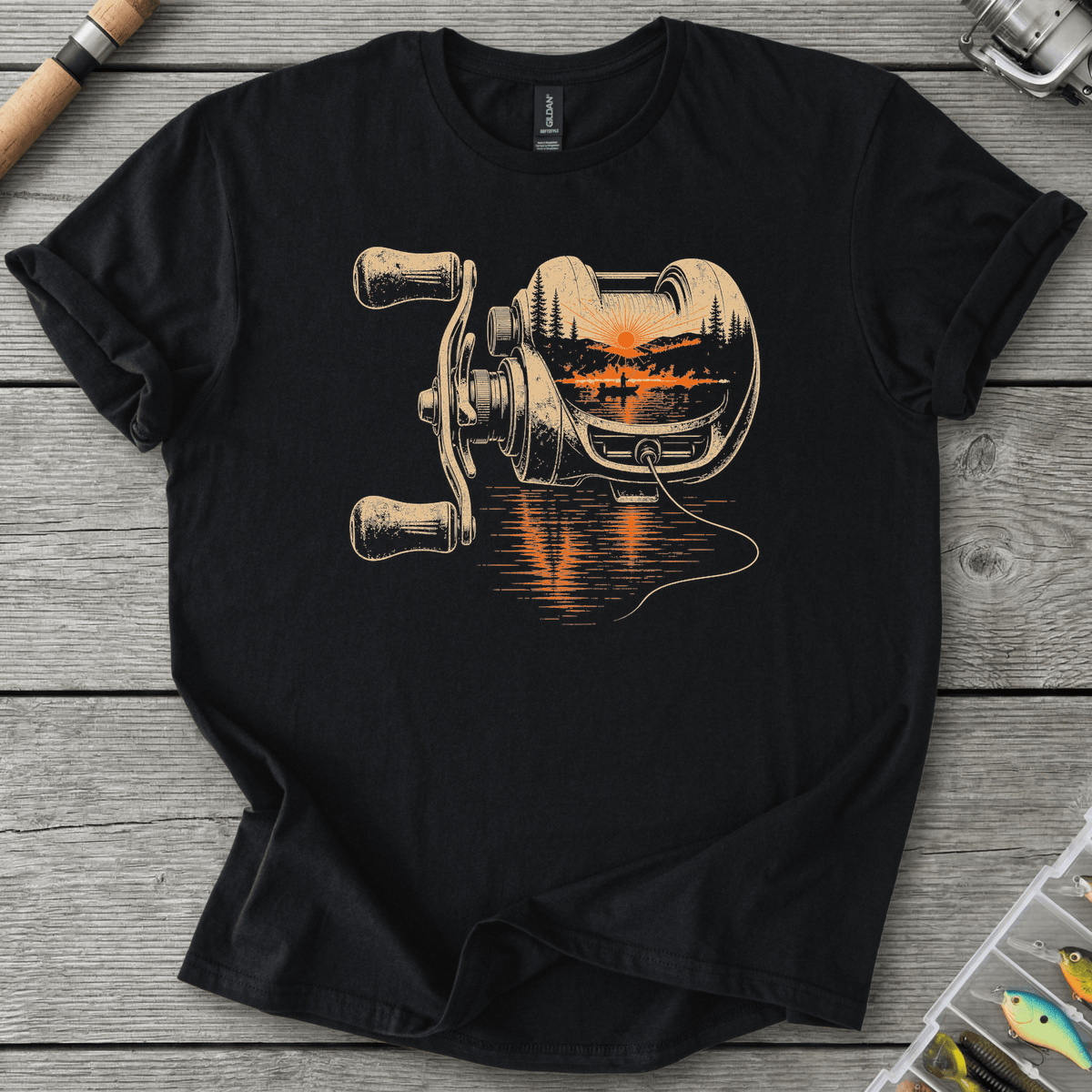 Golden Hour Baitcaster T-Shirt in Black | River Giants Club