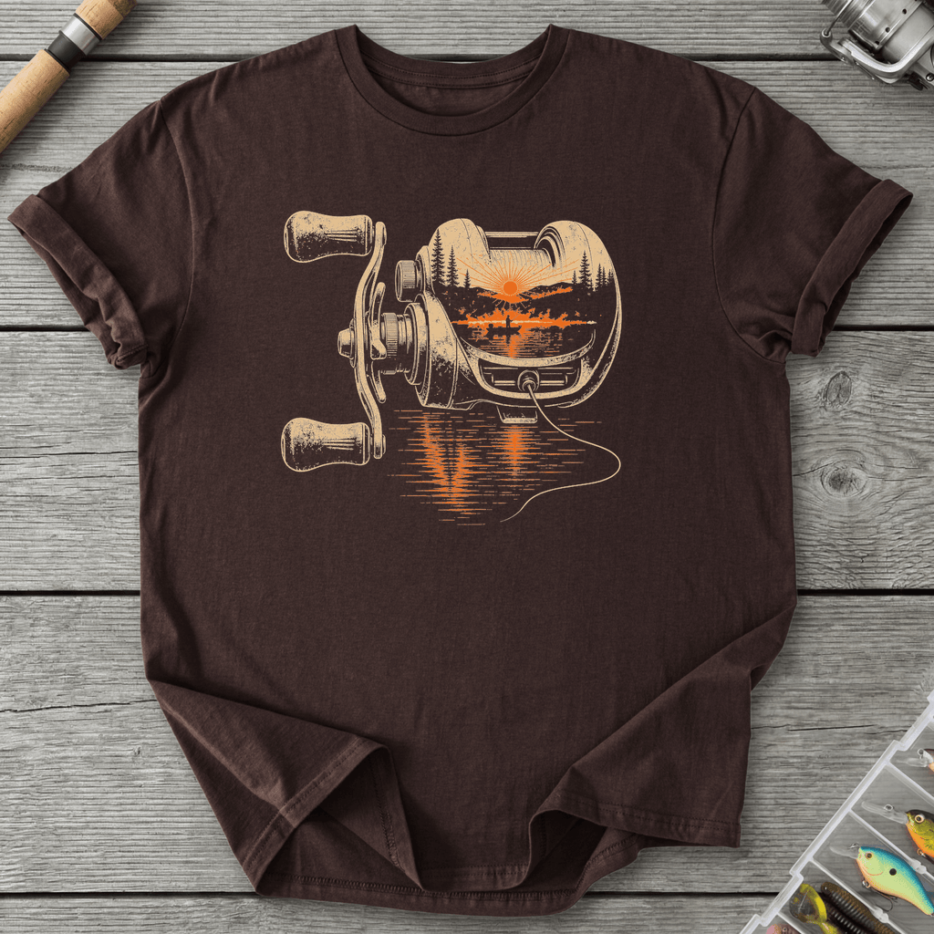Golden Hour Baitcaster T-Shirt in Dark Chocolate | River Giants Club