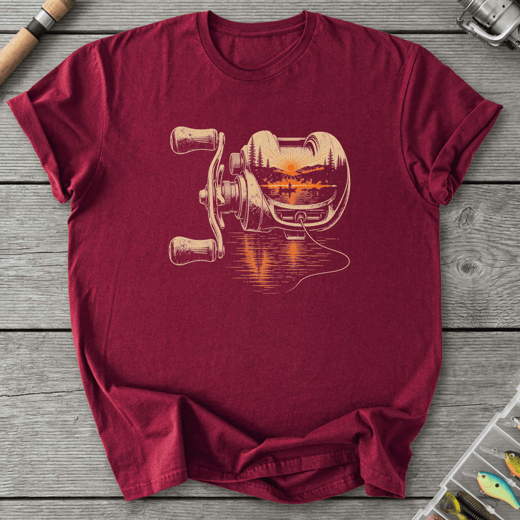 Golden Hour Baitcaster T-Shirt in Maroon | River Giants Club
