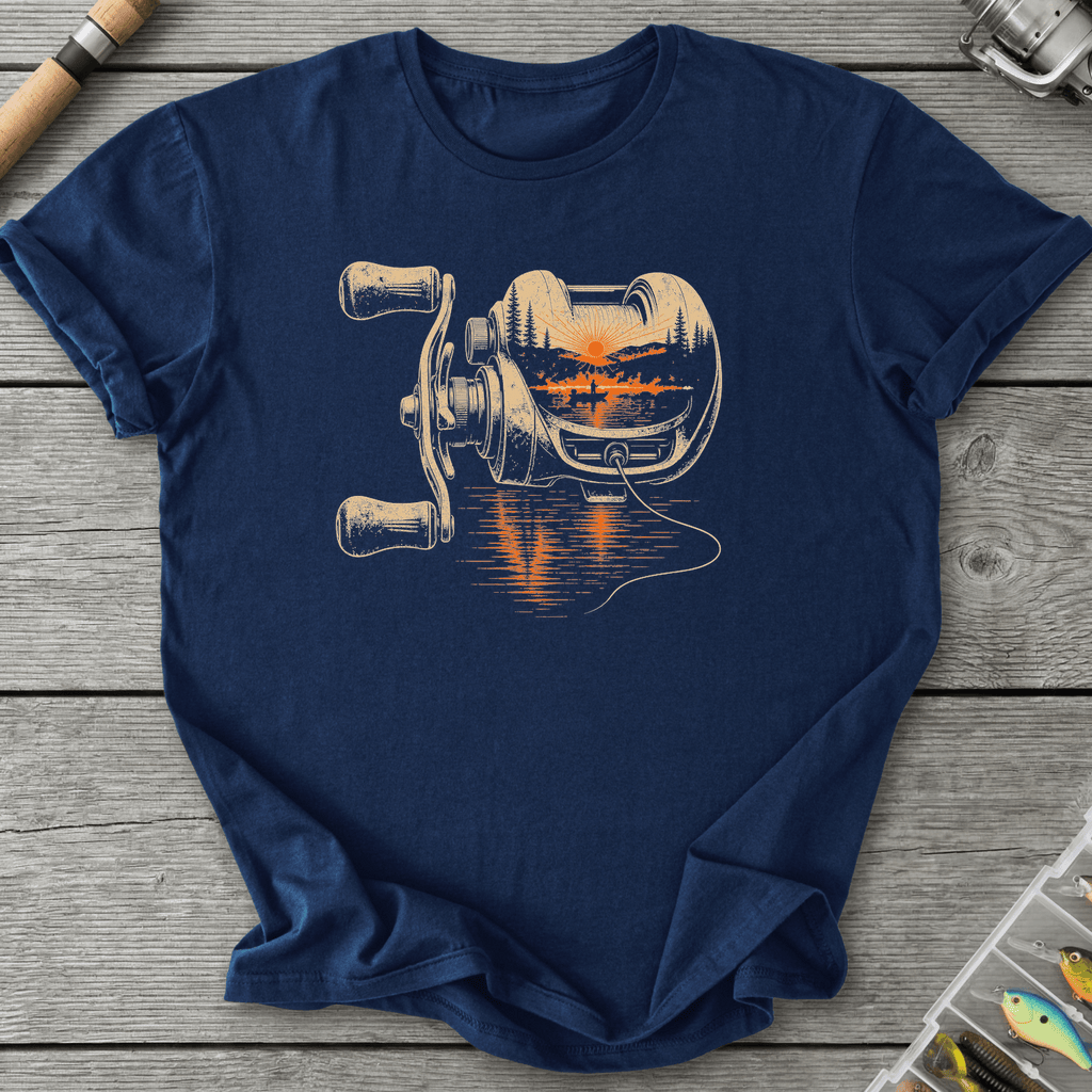 Golden Hour Baitcaster T-Shirt in Navy | River Giants Club