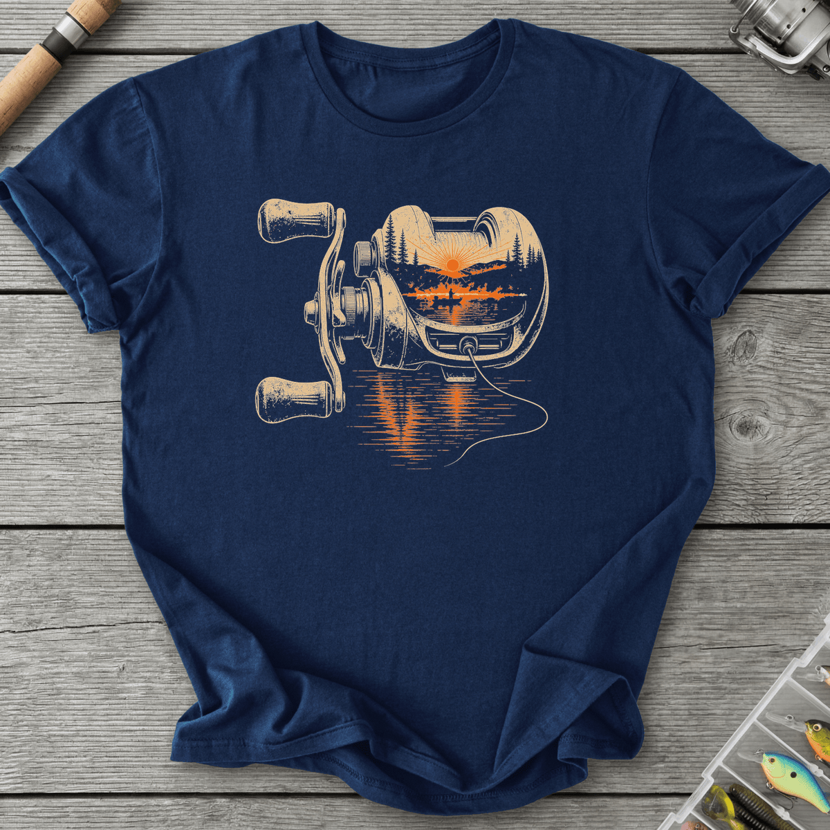 Golden Hour Baitcaster T-Shirt in Navy | River Giants Club