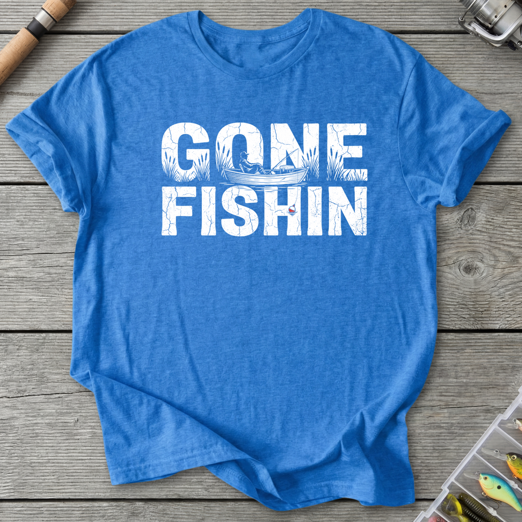 Gone Fishin Silhouette T-Shirt in Heather Royal | River Giants Club