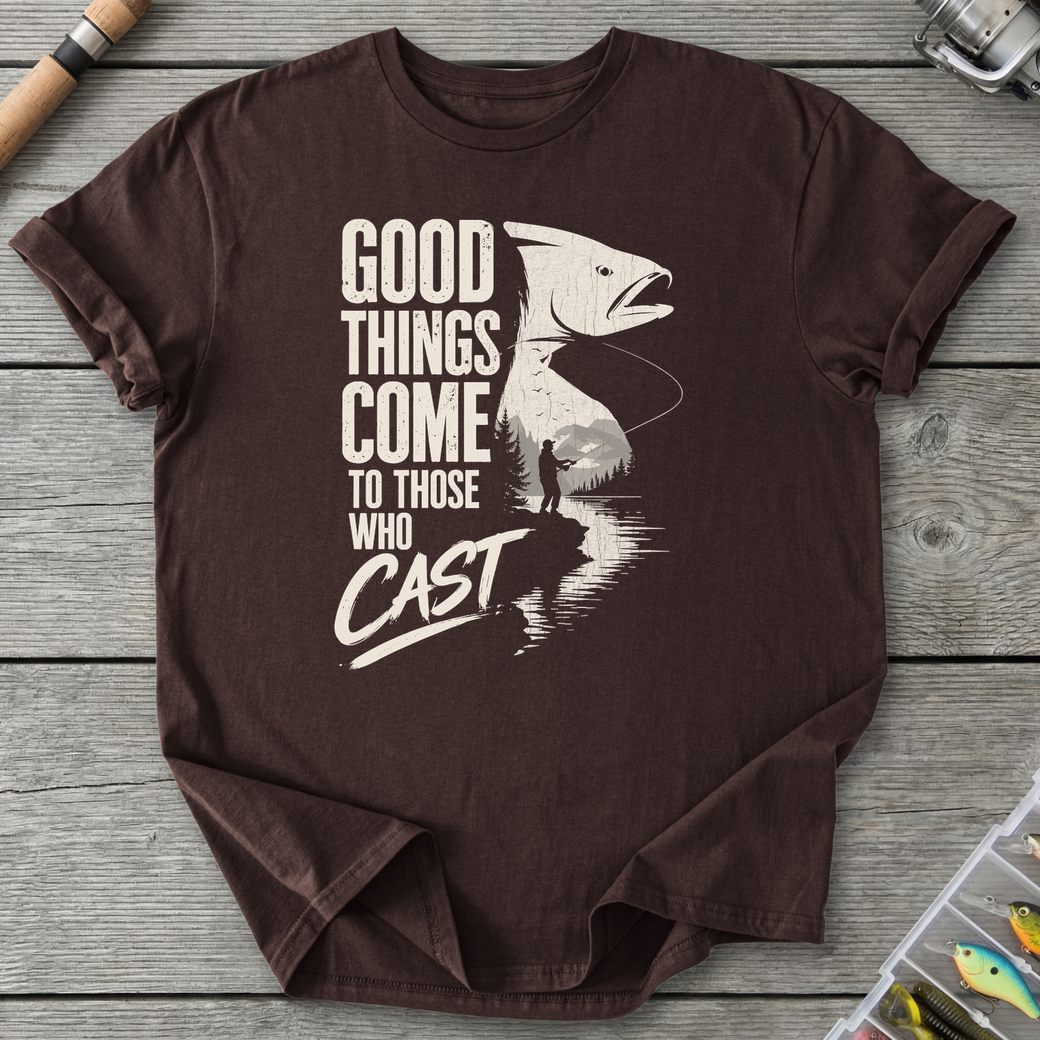 Good Things Come To Those Who Cast T-Shirt in Dark Chocolate | River Giants Club