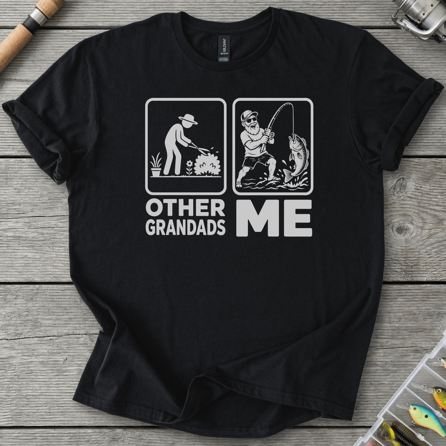 Grandad Fishing T-Shirt in Black | River Giants Club