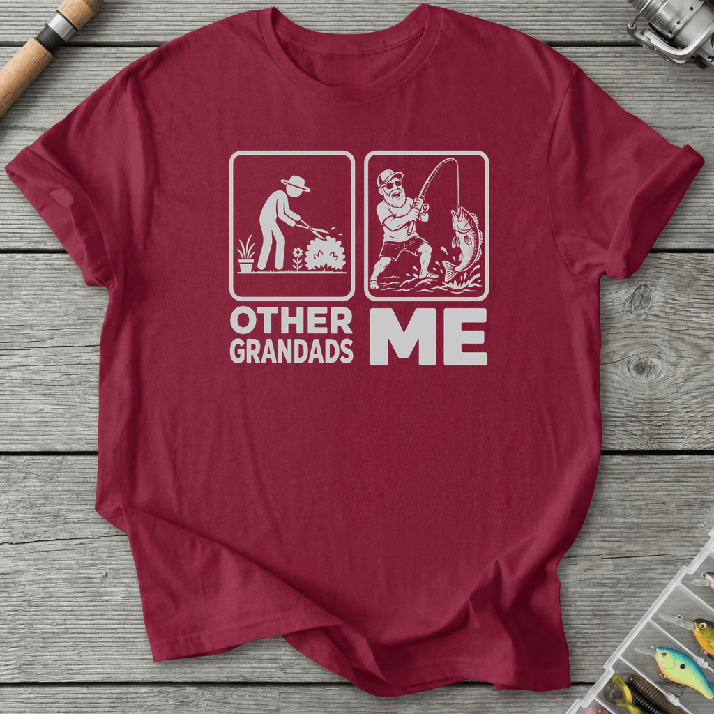 Grandad Fishing T-Shirt in Cardinal Red | River Giants Club