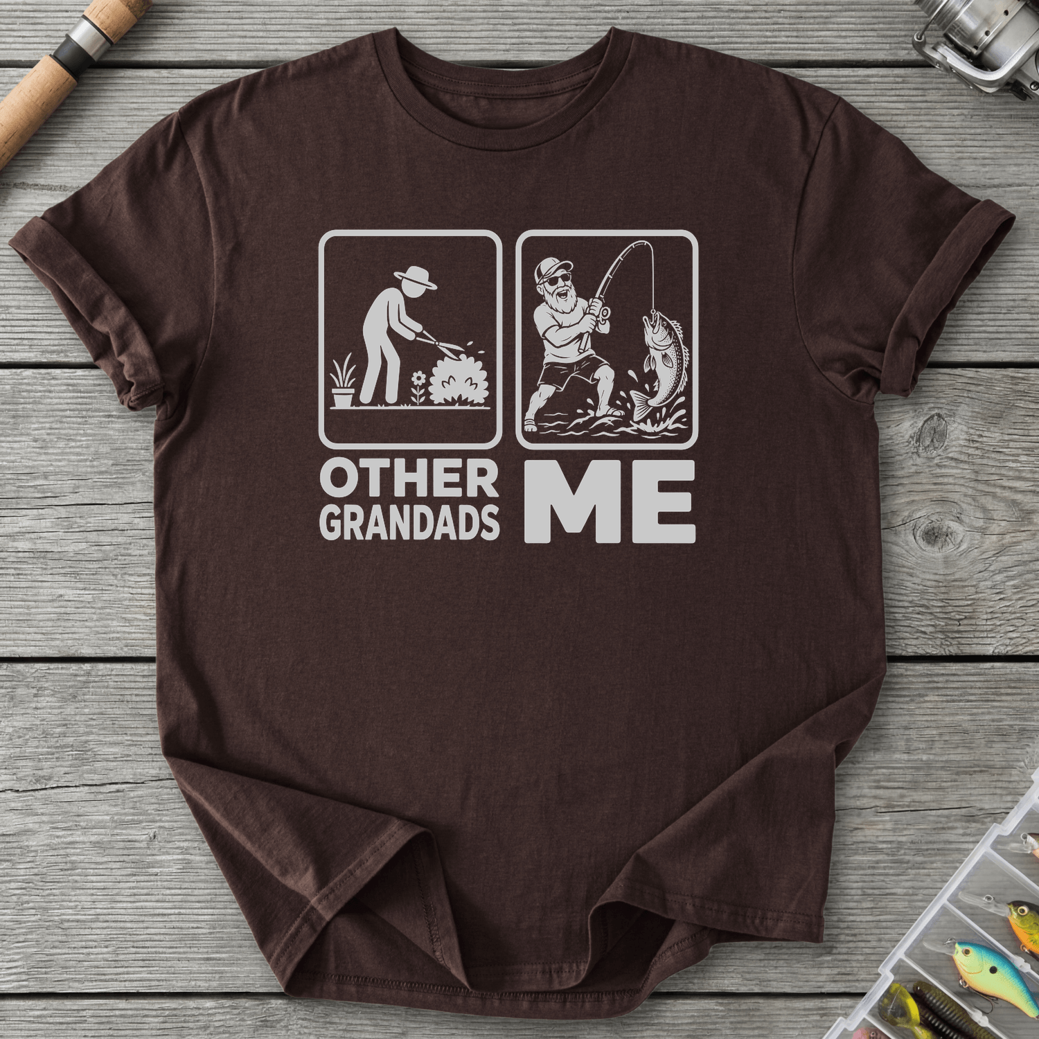 Grandad Fishing T-Shirt in Dark Chocolate | River Giants Club
