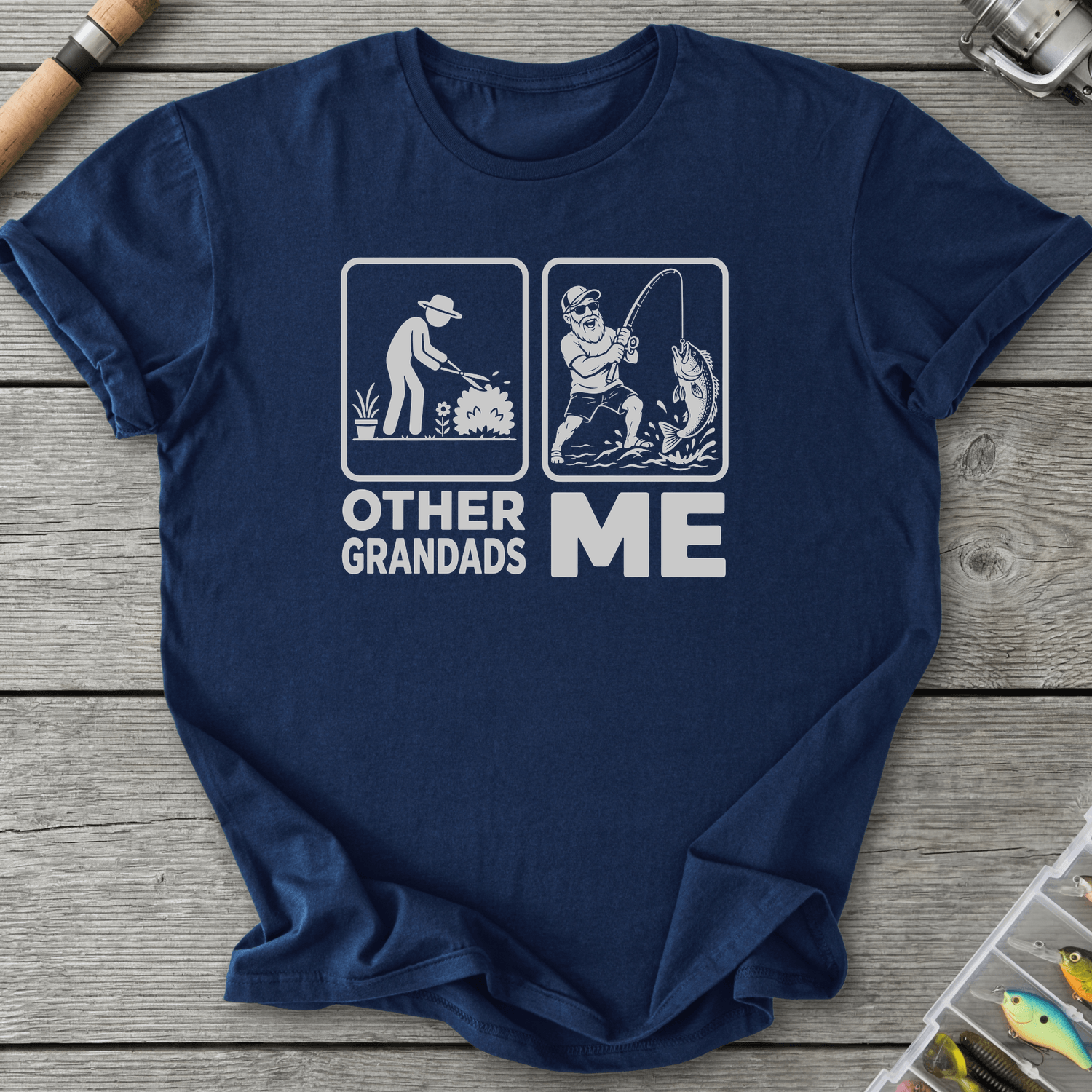 Grandad Fishing T-Shirt in Navy | River Giants Club