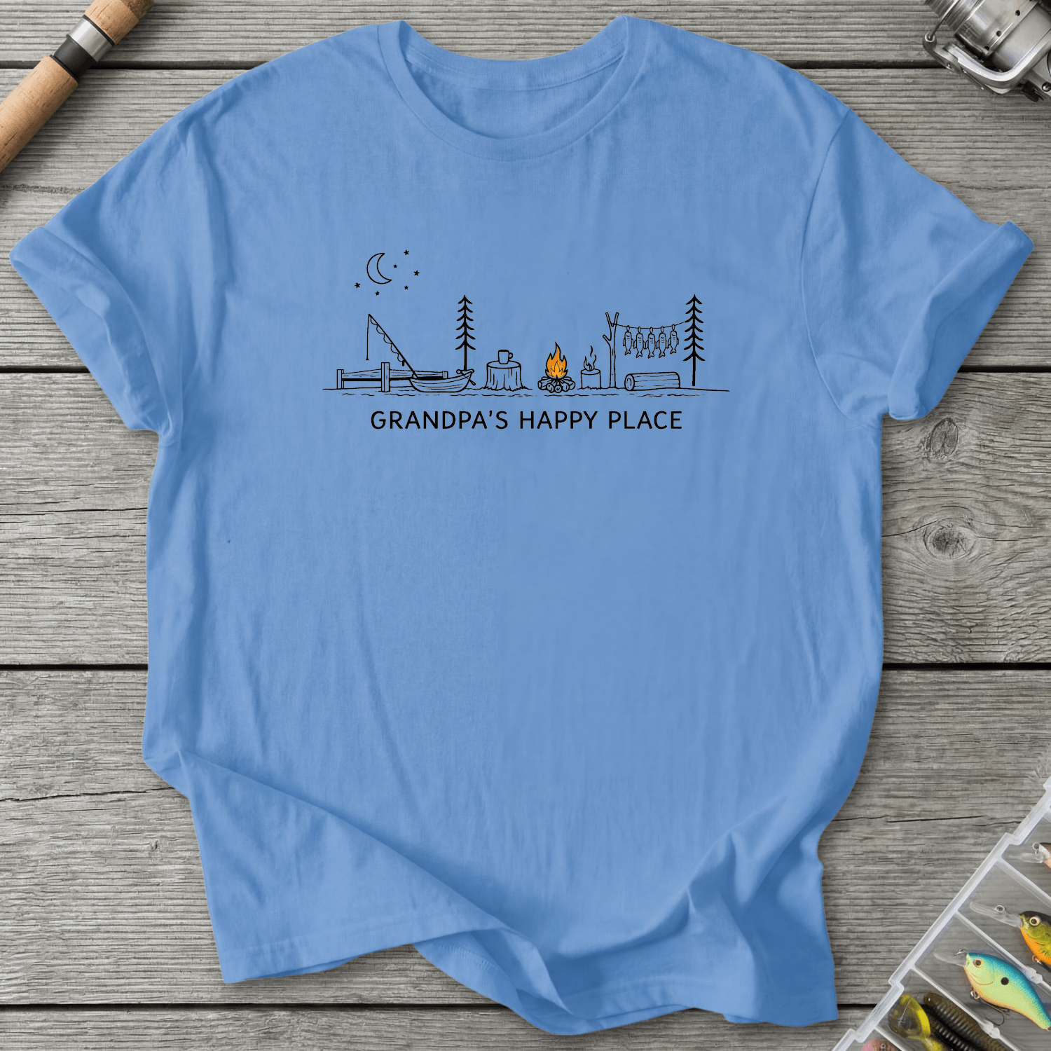 Grandpa Happy Place T-Shirt in Carolina Blue | River Giants Club