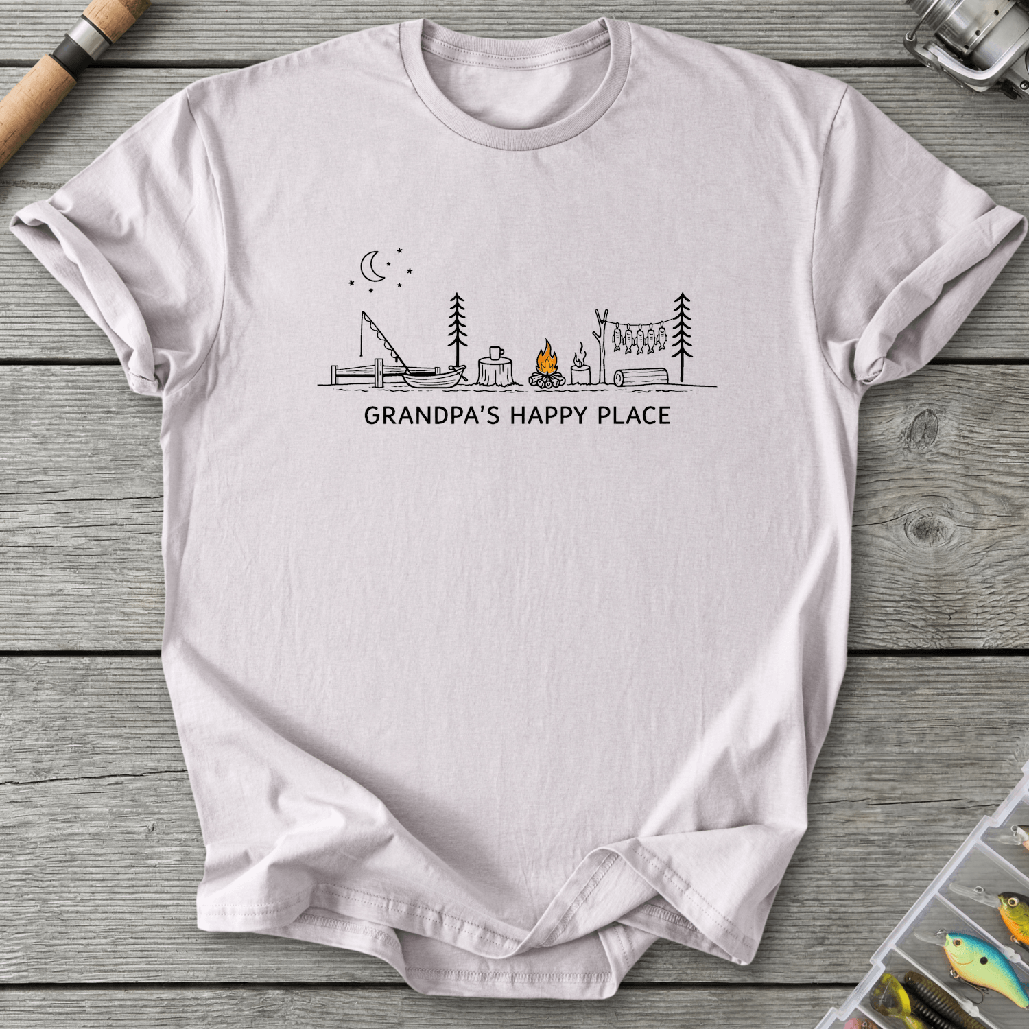 Grandpa Happy Place T-Shirt in Ice Grey | River Giants Club