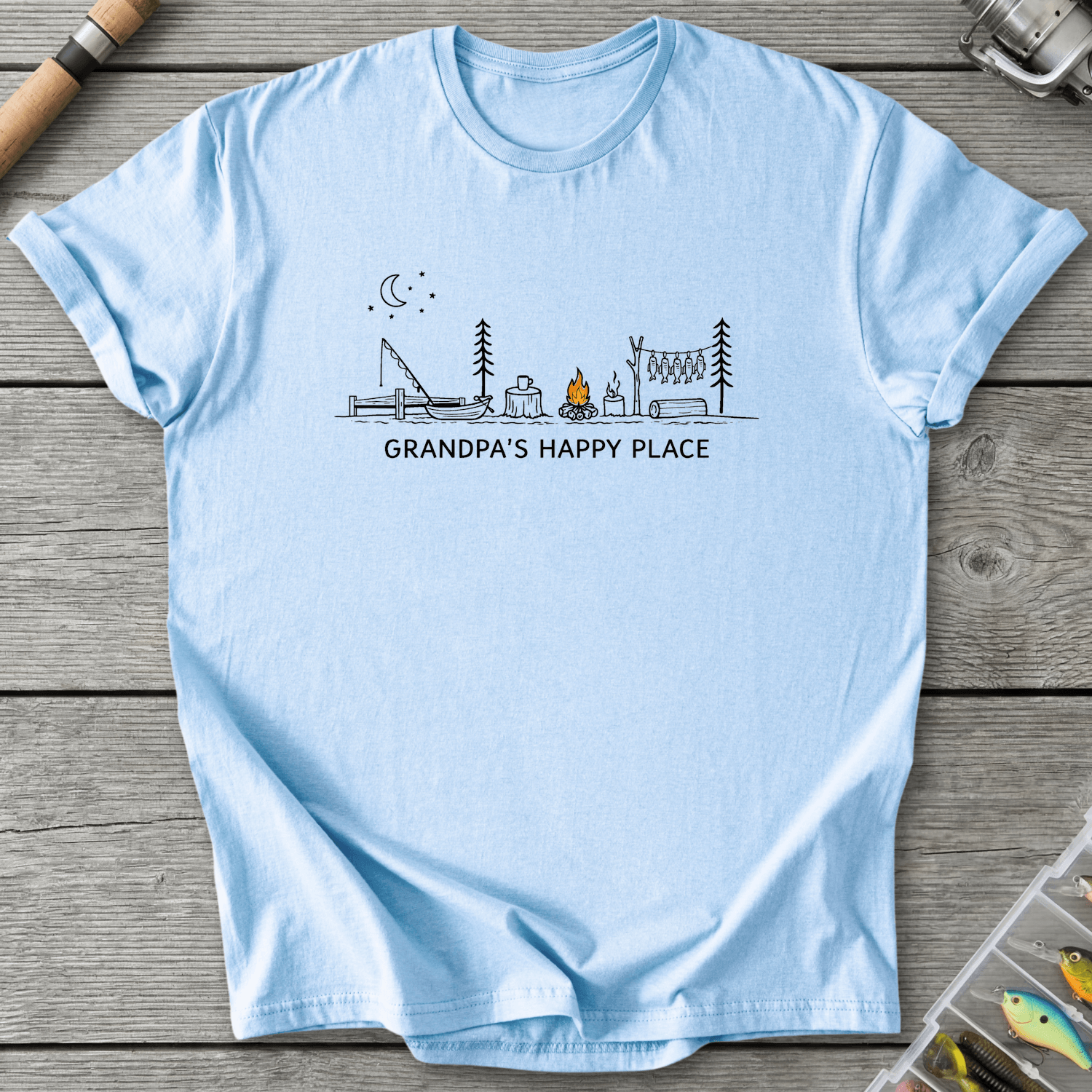 Grandpa Happy Place T-Shirt in Light Blue | River Giants Club