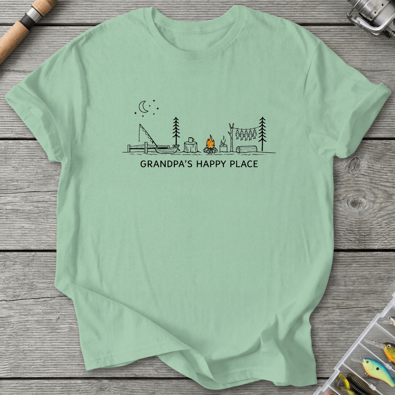 Grandpa Happy Place T-Shirt in Mint Green | River Giants Club