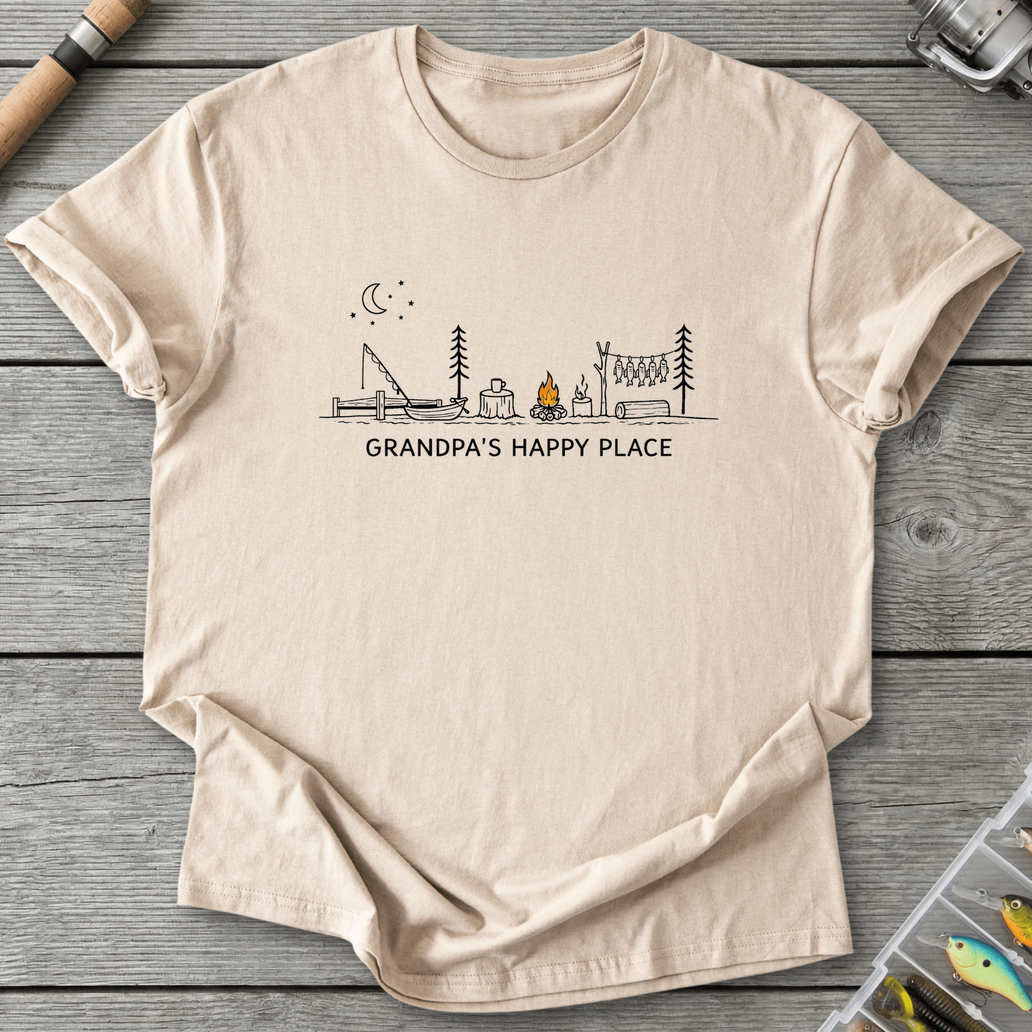 Grandpa Happy Place T-Shirt in Sand | River Giants Club
