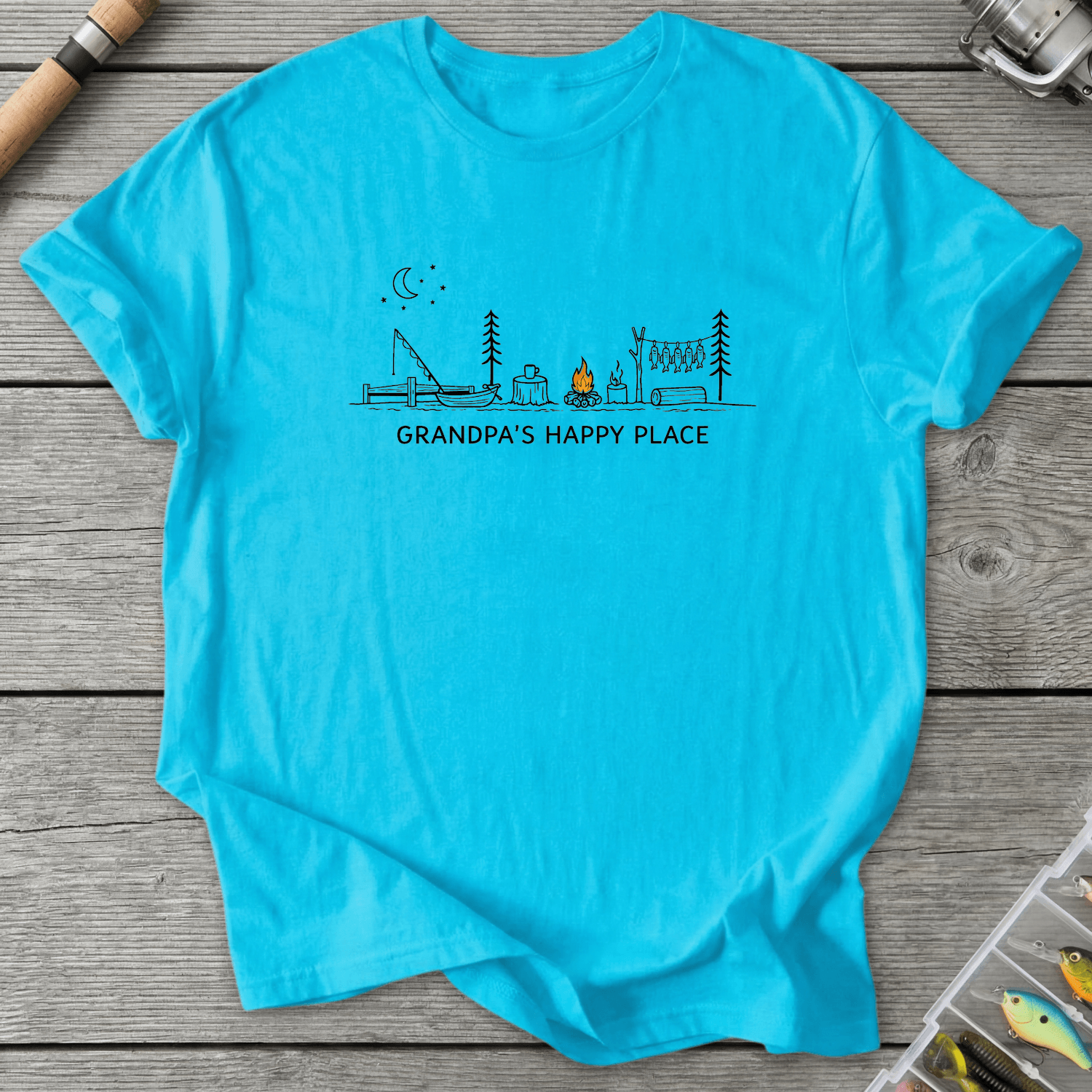 Grandpa Happy Place T-Shirt in Sky | River Giants Club