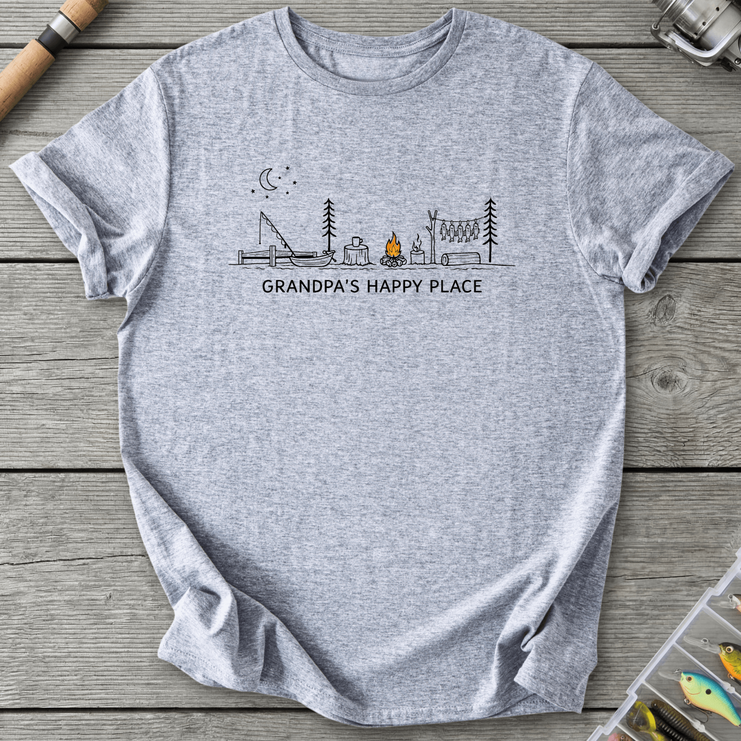 Grandpa Happy Place T-Shirt in Sport Grey | River Giants Club