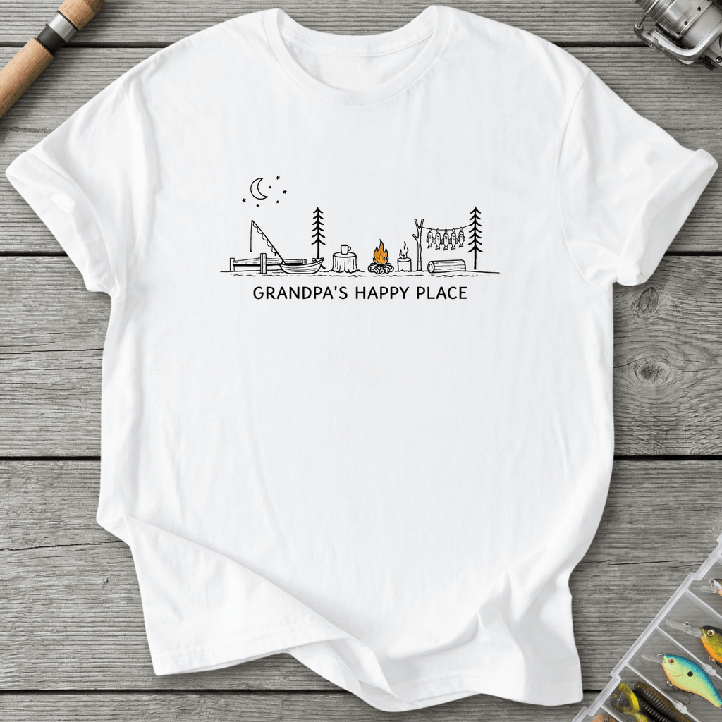 Grandpa Happy Place T-Shirt in White | River Giants Club