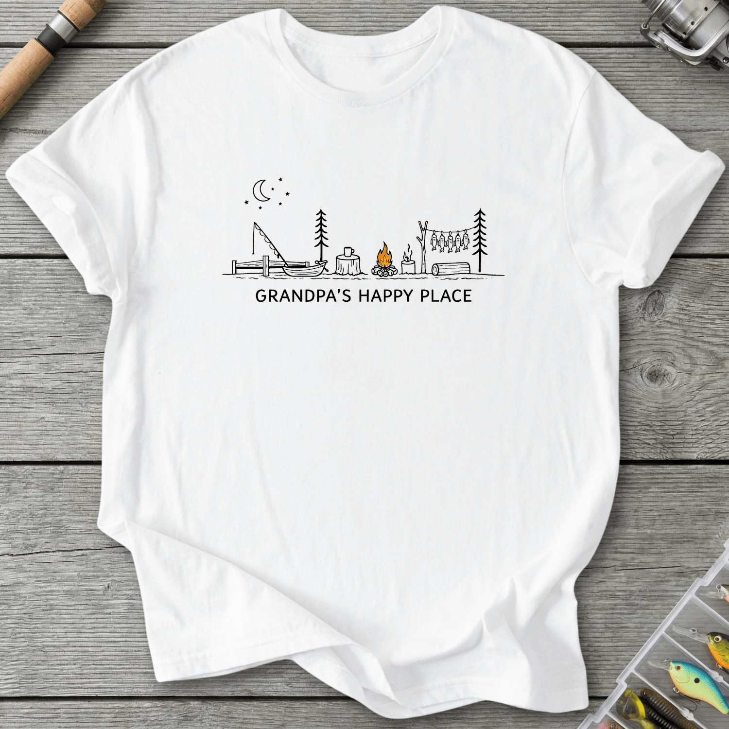 Grandpa Happy Place T-Shirt in White | River Giants Club