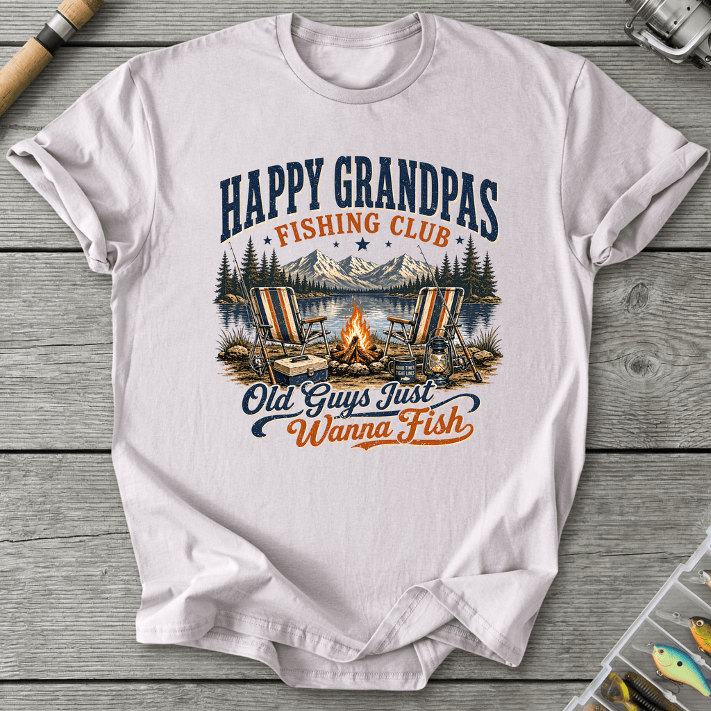 Happy Grandpas Fishing Club T-Shirt in Ice Grey | River Giants Club
