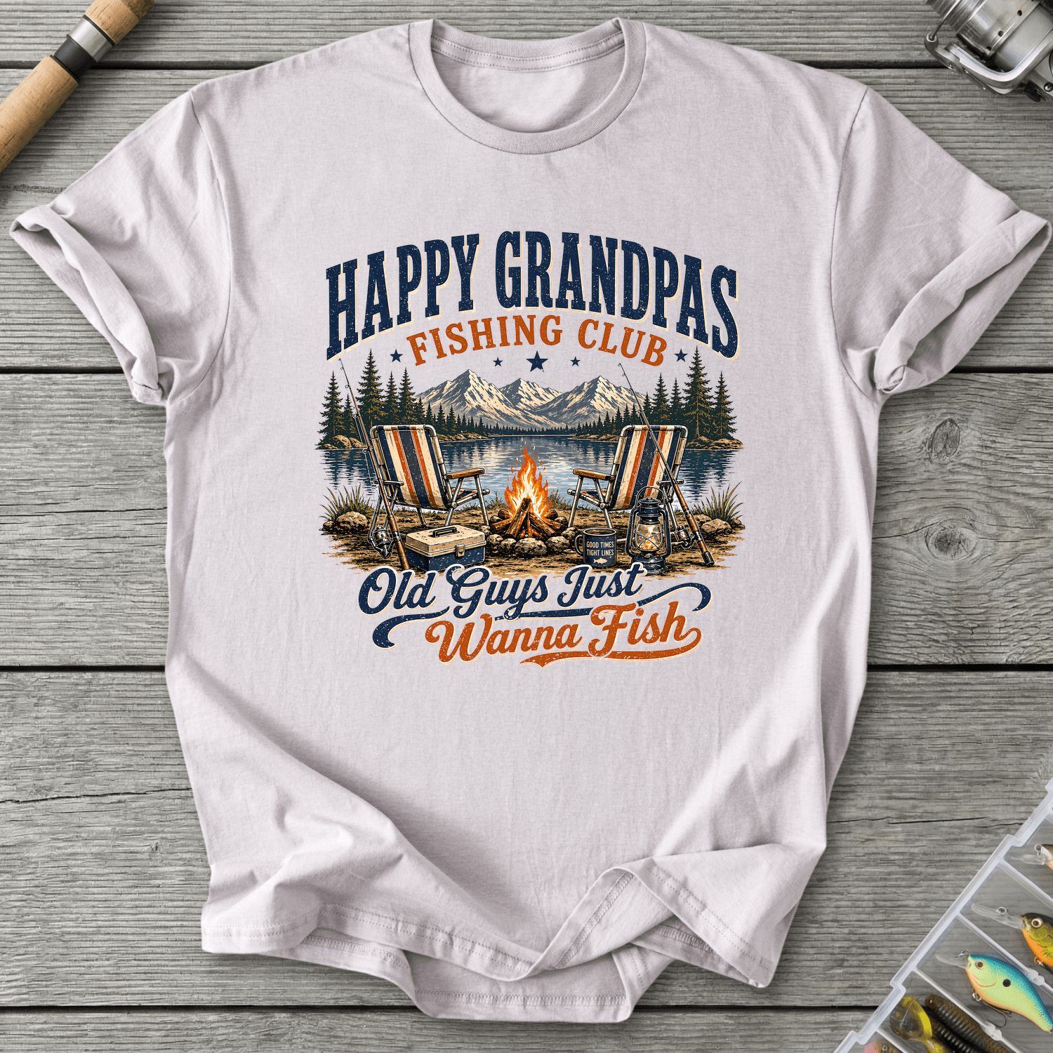 Happy Grandpas Fishing Club T-Shirt in Ice Grey | River Giants Club