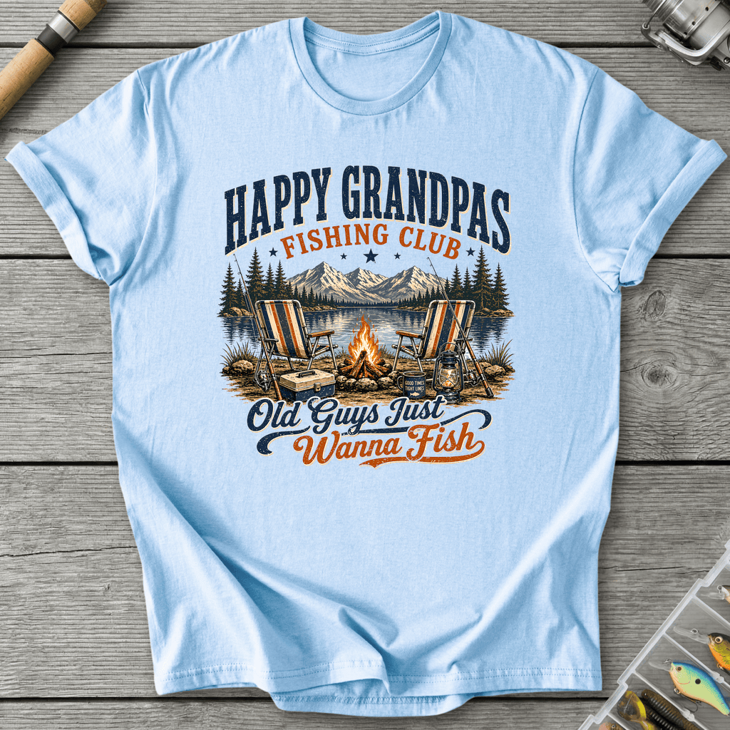 Happy Grandpas Fishing Club T-Shirt in Light Blue | River Giants Club