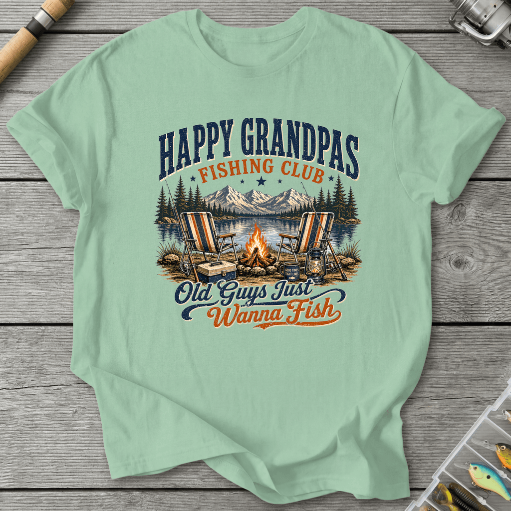 Happy Grandpas Fishing Club T-Shirt in Mint Green | River Giants Club