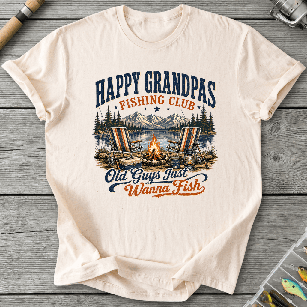Happy Grandpas Fishing Club T-Shirt in Natural | River Giants Club