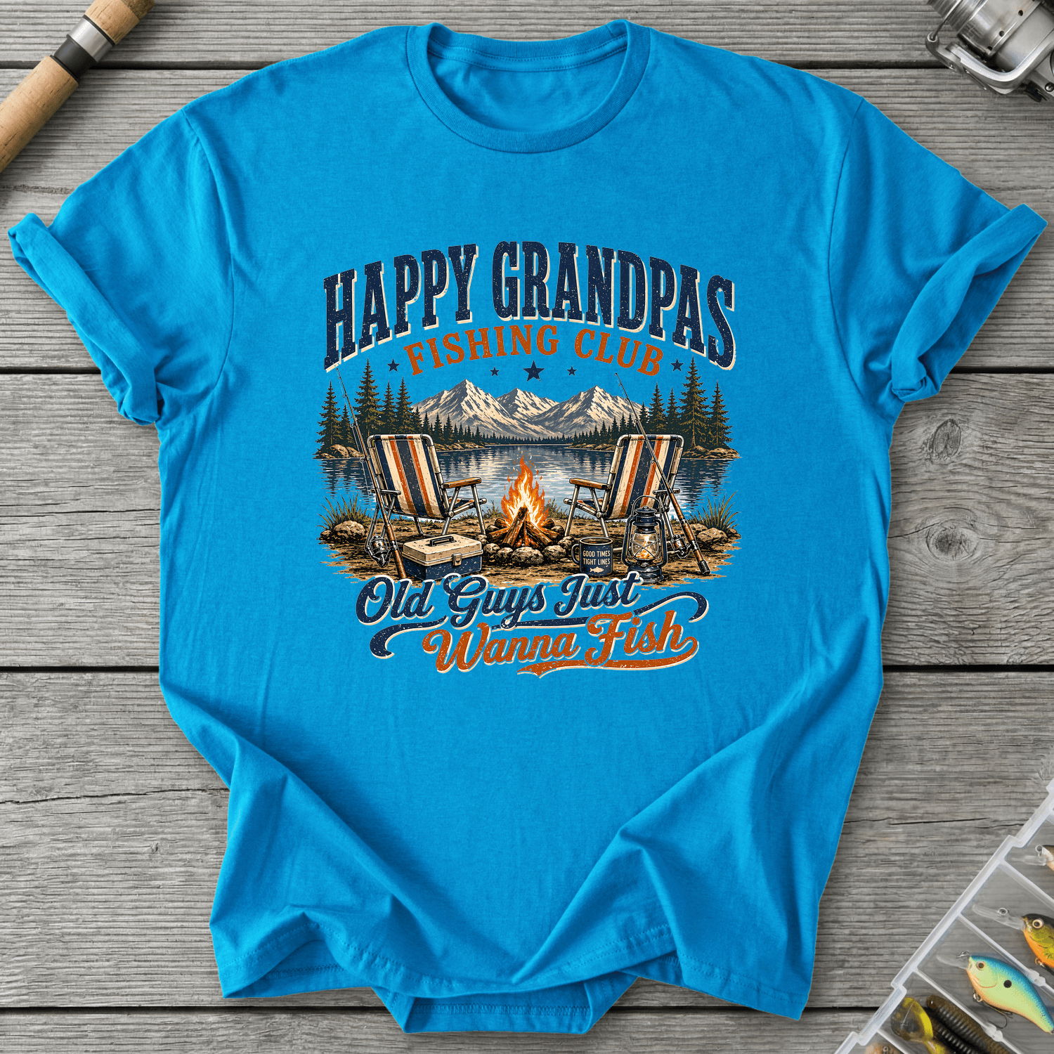 Happy Grandpas Fishing Club T-Shirt in Sapphire | River Giants Club