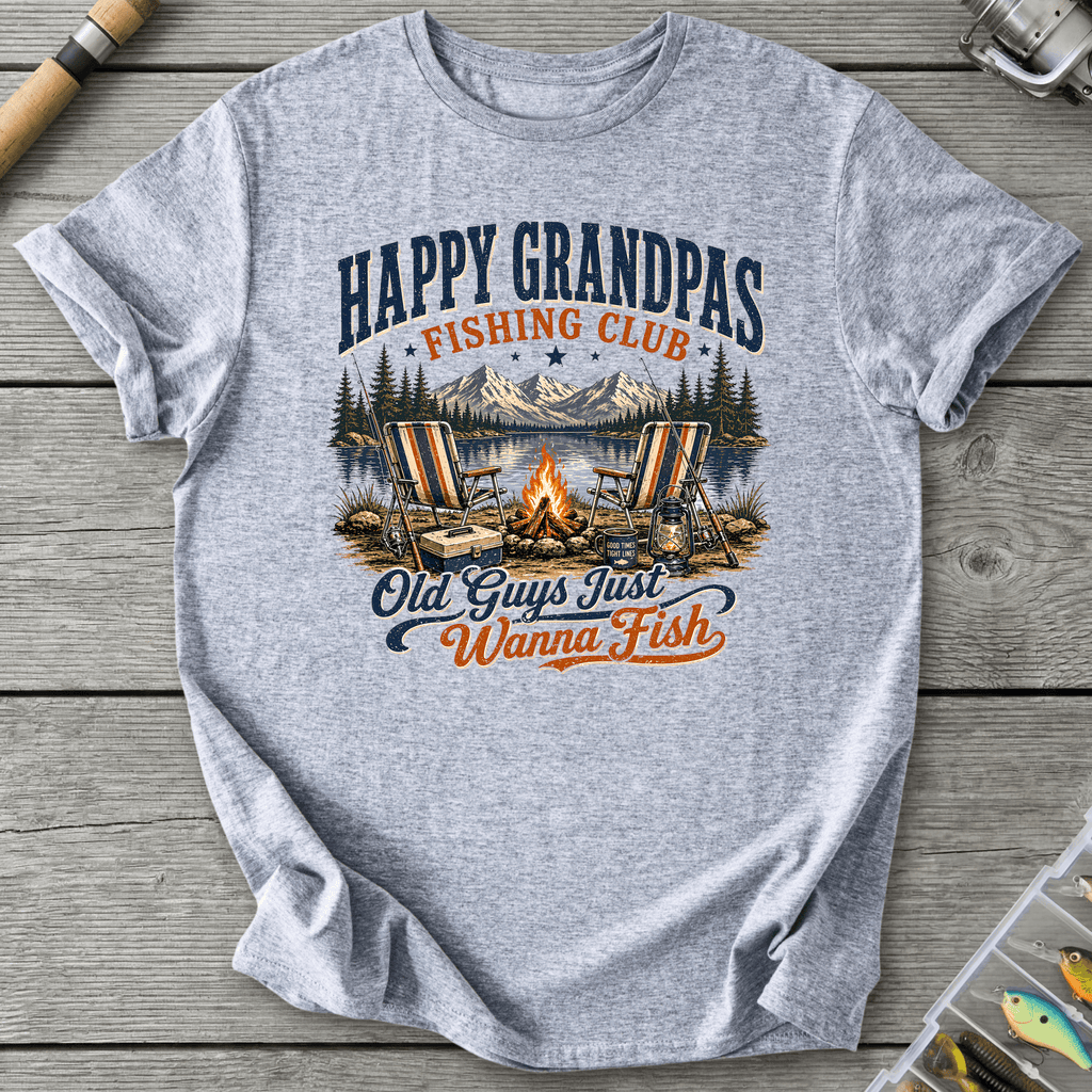Happy Grandpas Fishing Club T-Shirt in Sport Grey | River Giants Club