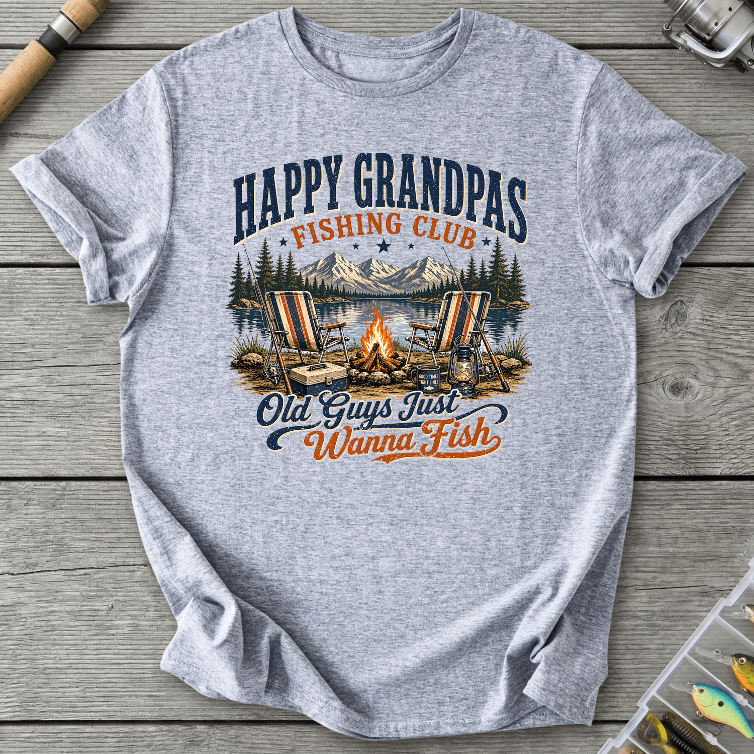 Happy Grandpas Fishing Club T-Shirt in Sport Grey | River Giants Club